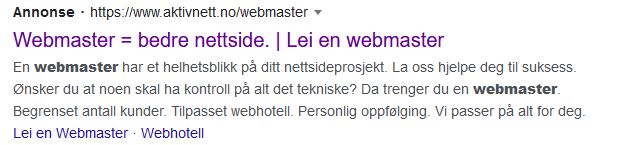 Lei en webmaster eksempel på google annonse
